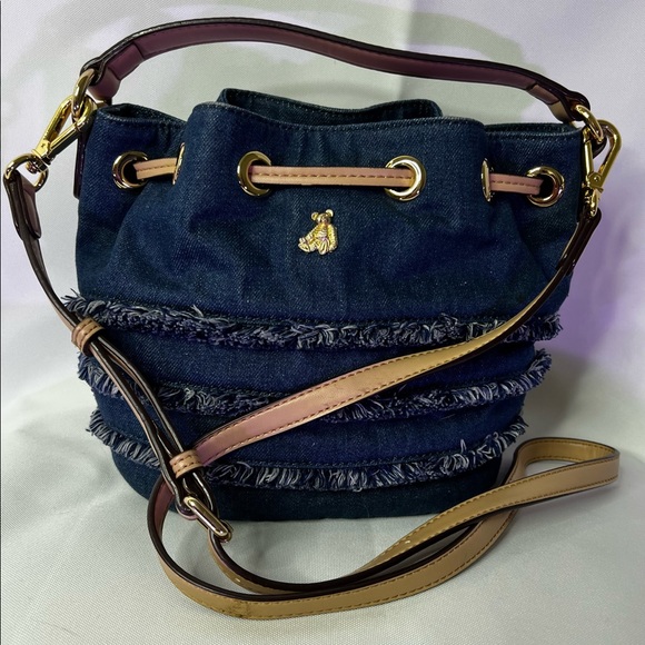 ꧁ Teenie Weenie Gold Bear Y2K Denim Bucket Bag ꧂ - Picture 2 of 4